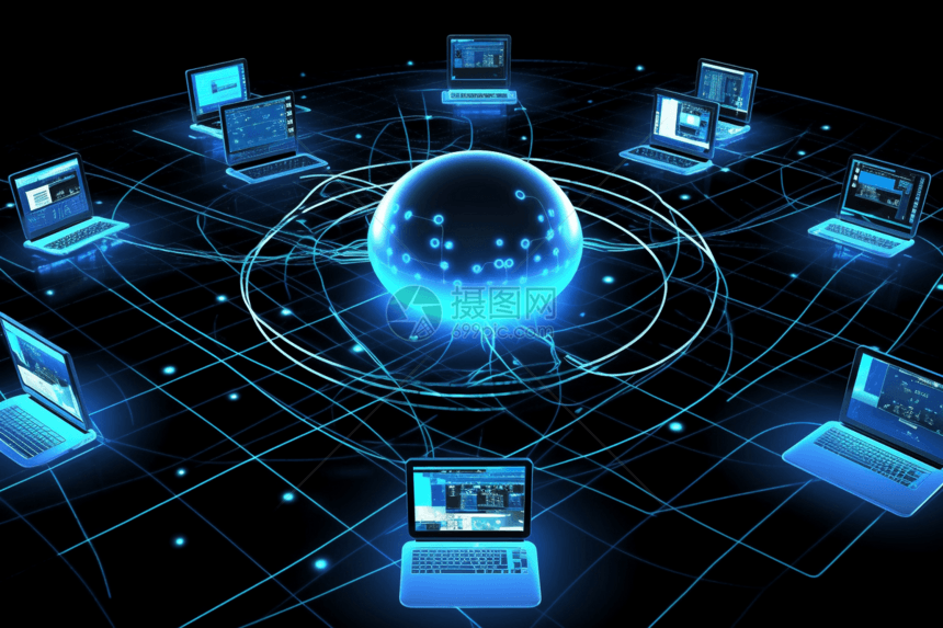 数字脉络 探索互联网网络连接的3D概念图